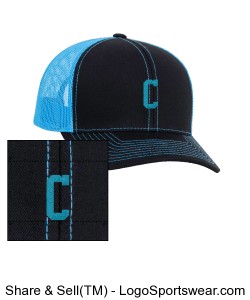 iBrandForward C Trucker Mesh Snapback Cap Black and Neon Blue Design Zoom
